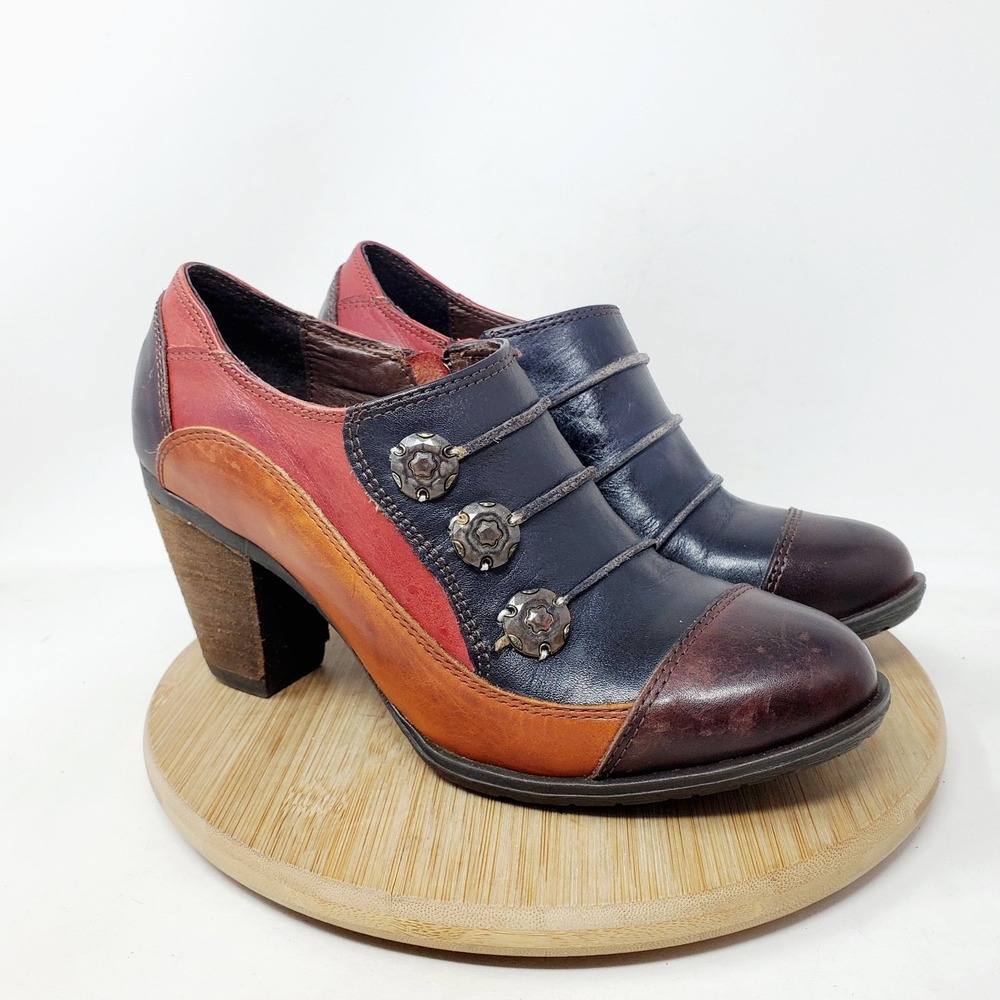 L'Artiste Shoes Women 37 Blueberry Colorful Black Red Retro Patchwork Ankle Boot - Picture 2 of 13
